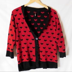 Torrid Retro Chic Red & Black Heart Cardigan - 0